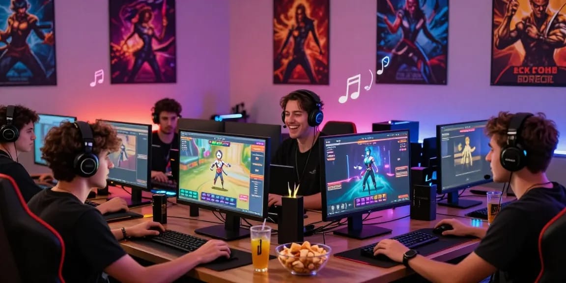 Players enjoying interactive free porn games in a vibrant gaming setup.