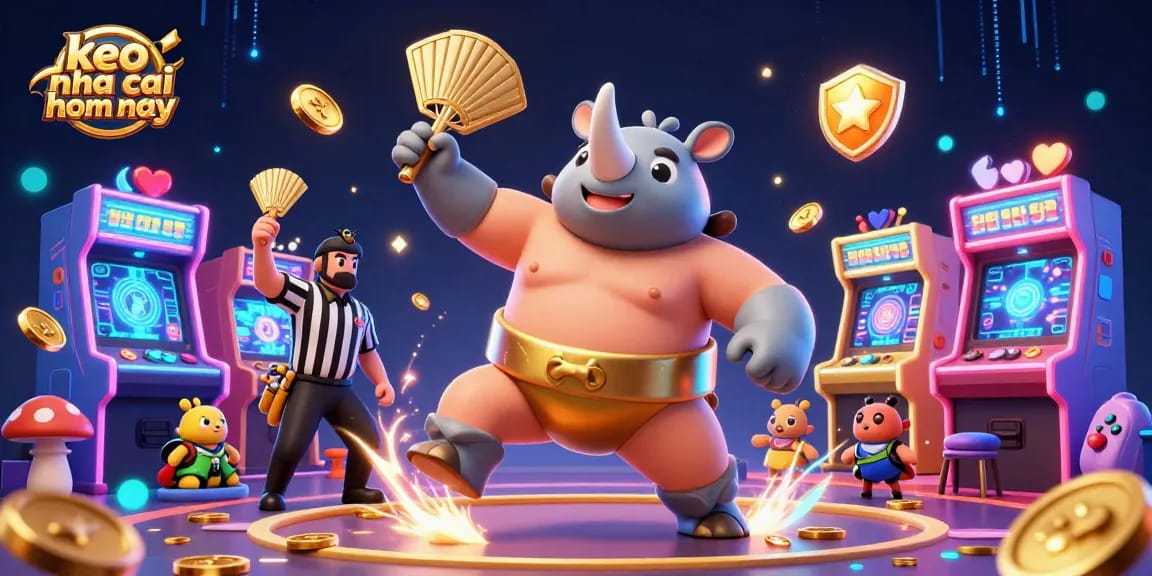Engage with keo nha cai hom nay as a beetle champion stomps coins, showcasing a vibrant casino scene.