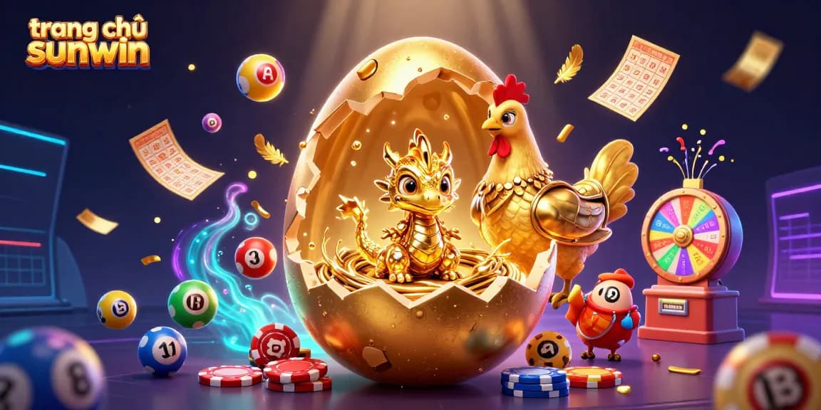 Experience the excitement at trang chủ sunwin with a dazzling golden dragon and vibrant casino elements.