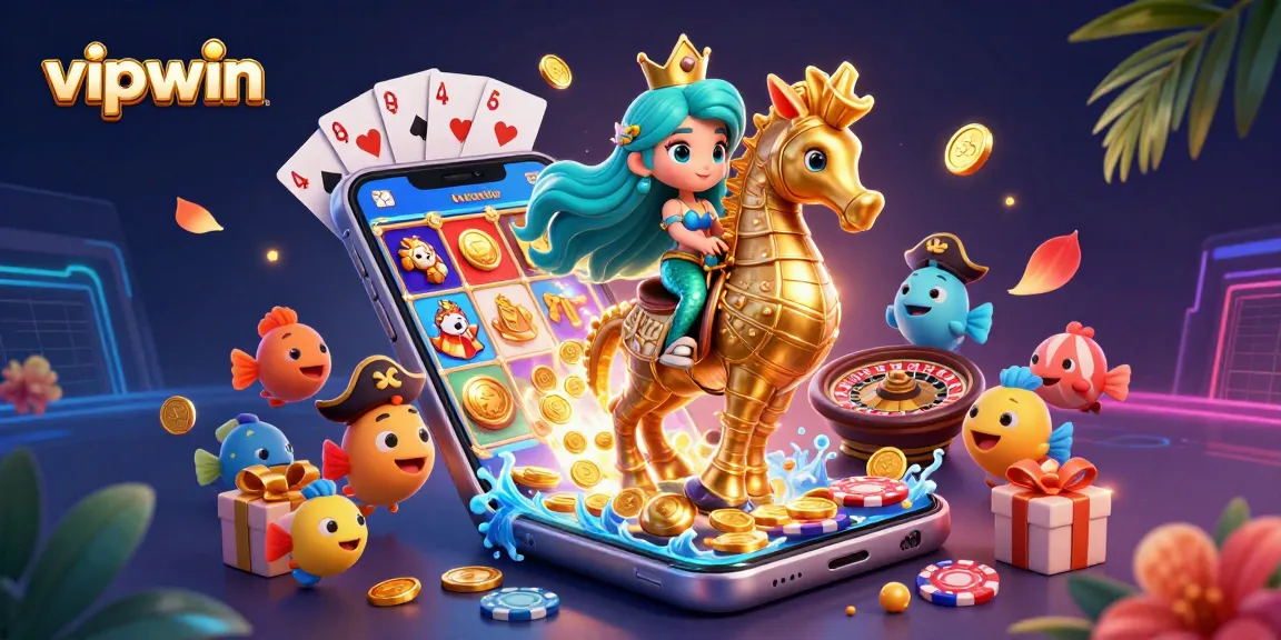 Experience thrilling gameplay with vipwin through a vibrant casino adventure illustration full of excitement.