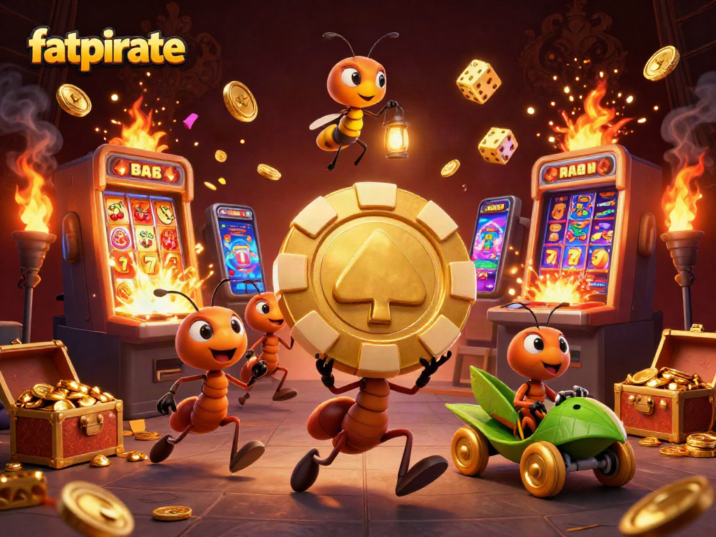 Join the fatpirate crew as they earn big in a vibrant and chaotic casino heist atmosphere.