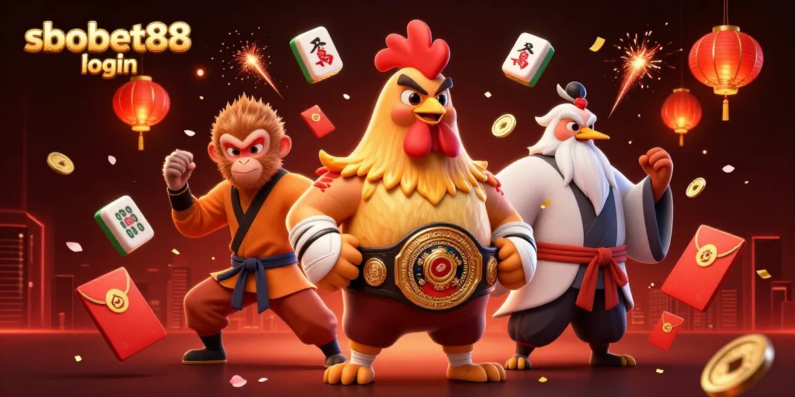 Experience the thrilling sbobet88 login with a vibrant 3D casino scene featuring dynamic characters and game elements.