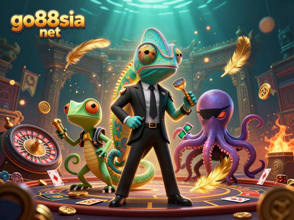 Win big with dynamic play at go88asia net featuring vibrant casino scene and colorful characters.