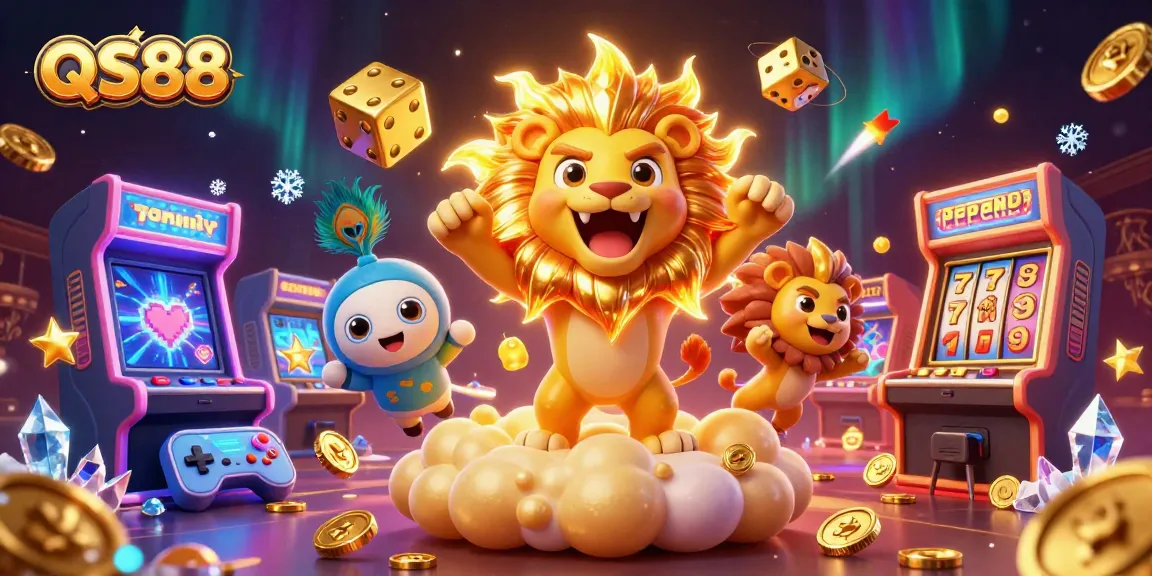 Experience vibrant gaming action with QS88's colorful characters and casino elements