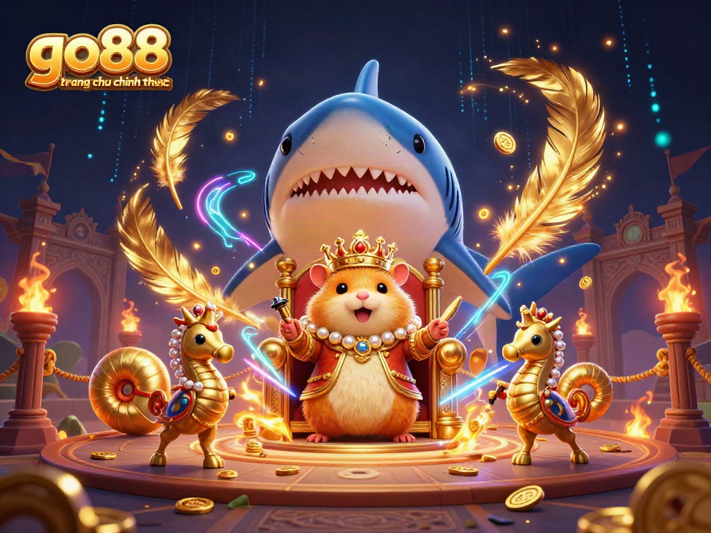 Engage with go88 trang chu chinh thuc in an exciting gambling arena featuring a golden hamster king.