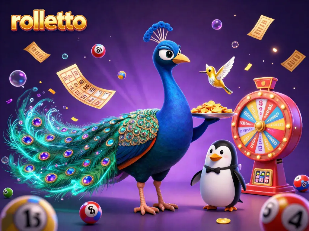 Experience rolletto's vibrant casino dynamics with dazzling peacock and playful characters.