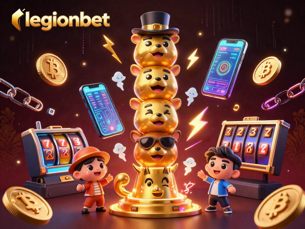 Play exciting slots and jackpots at legionbet in this vibrant digital casino illustration.