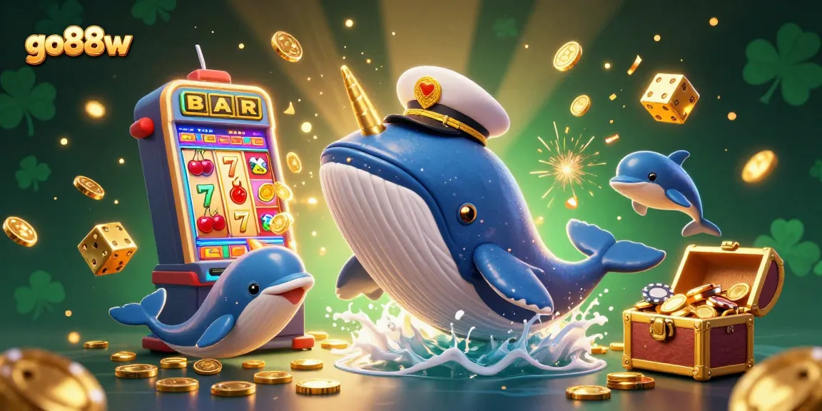 Play poker and win big at go88w with a colorful casino dolphin scene bursting with excitement!
